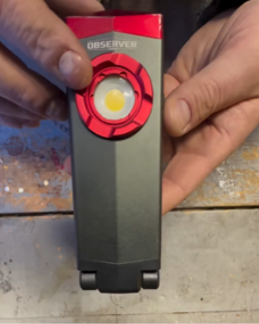 1000 Lumen Dual-Lamp LED Rechargeable Work Light with Phone Charger, Hands-Free Mounting, and Dimming