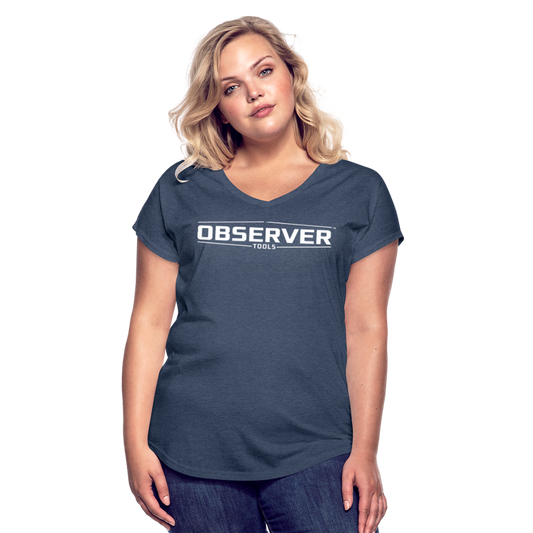 Women's Slim-Fit V-Neck T-Shirt - White Logo - Observer Tools
