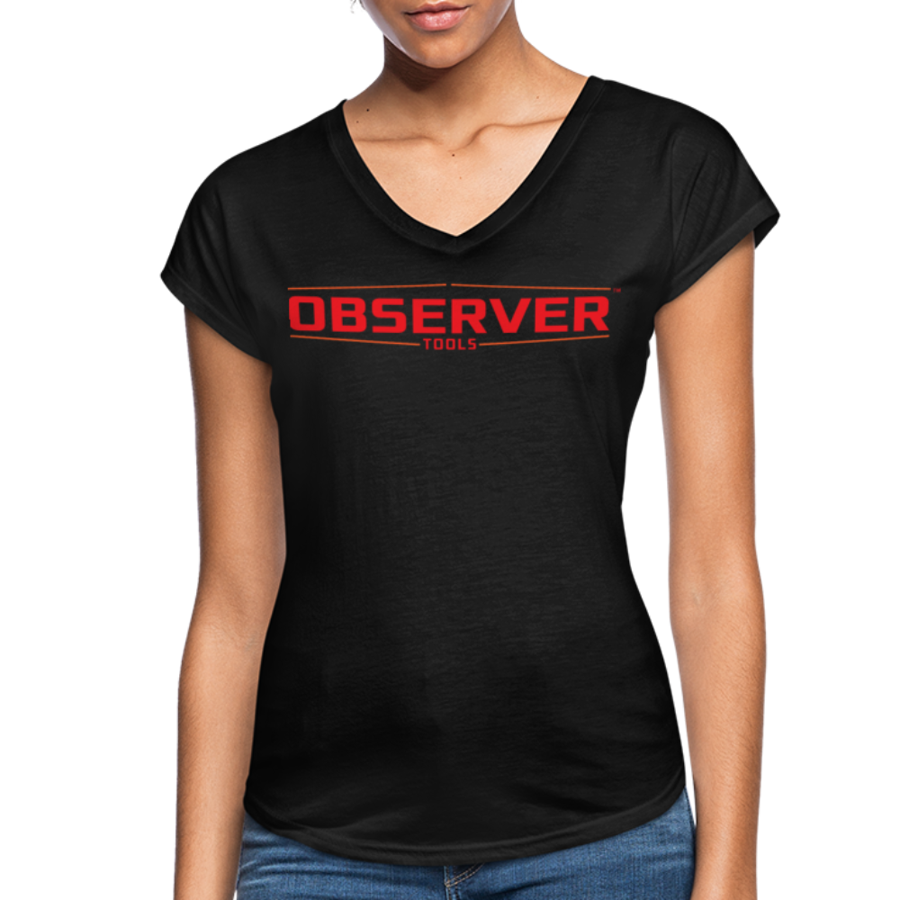 Women's Slim-Fit V-Neck T-Shirt - Orange Logo - black