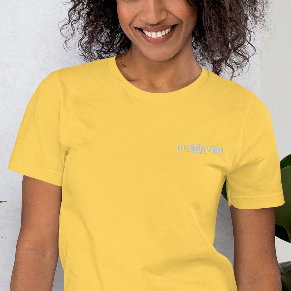 Women's Classic-Fit T-Shirt - White Embroidered Logo - Observer Tools