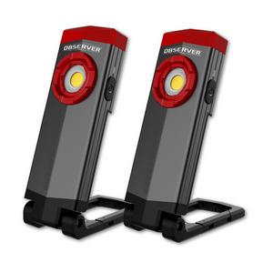 Observer Tools OBS-WL1 1000 Lumen Dual-Lamp LED Rechargeable Work Light with Phone Charger, Hands-Free Mounting, and Dimming