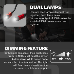 Observer Tools OBS-HL2 300 Lumen Dual-Lamp LED Rechargeable Neck Light with Magnetic Base and Dimming