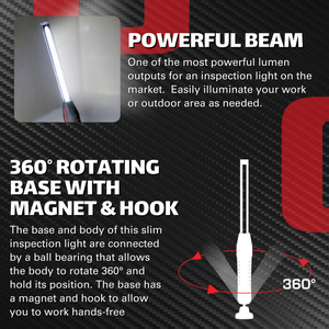 Observer Tools OBS-SL1 900 Lumen Dual-Lamp LED Rechargeable Slim Light with Stepless Dimming and Magnetic-Pivoting Base