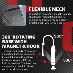 600 Lumen Dual-Lamp LED Rechargeable Slim Light with Stepless Dimming, Flexible Neck, and Magnetic-Pivoting Base