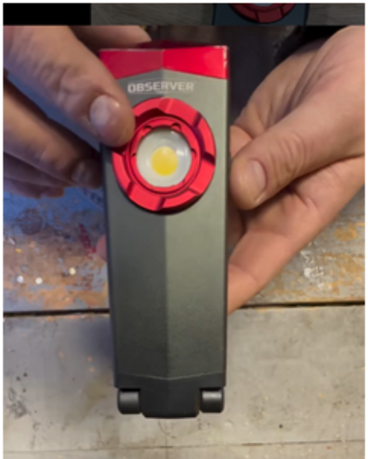 1000 Lumen Dual-Lamp LED Rechargeable Work Light with Phone Charger, Hands-Free Mounting, and Dimming