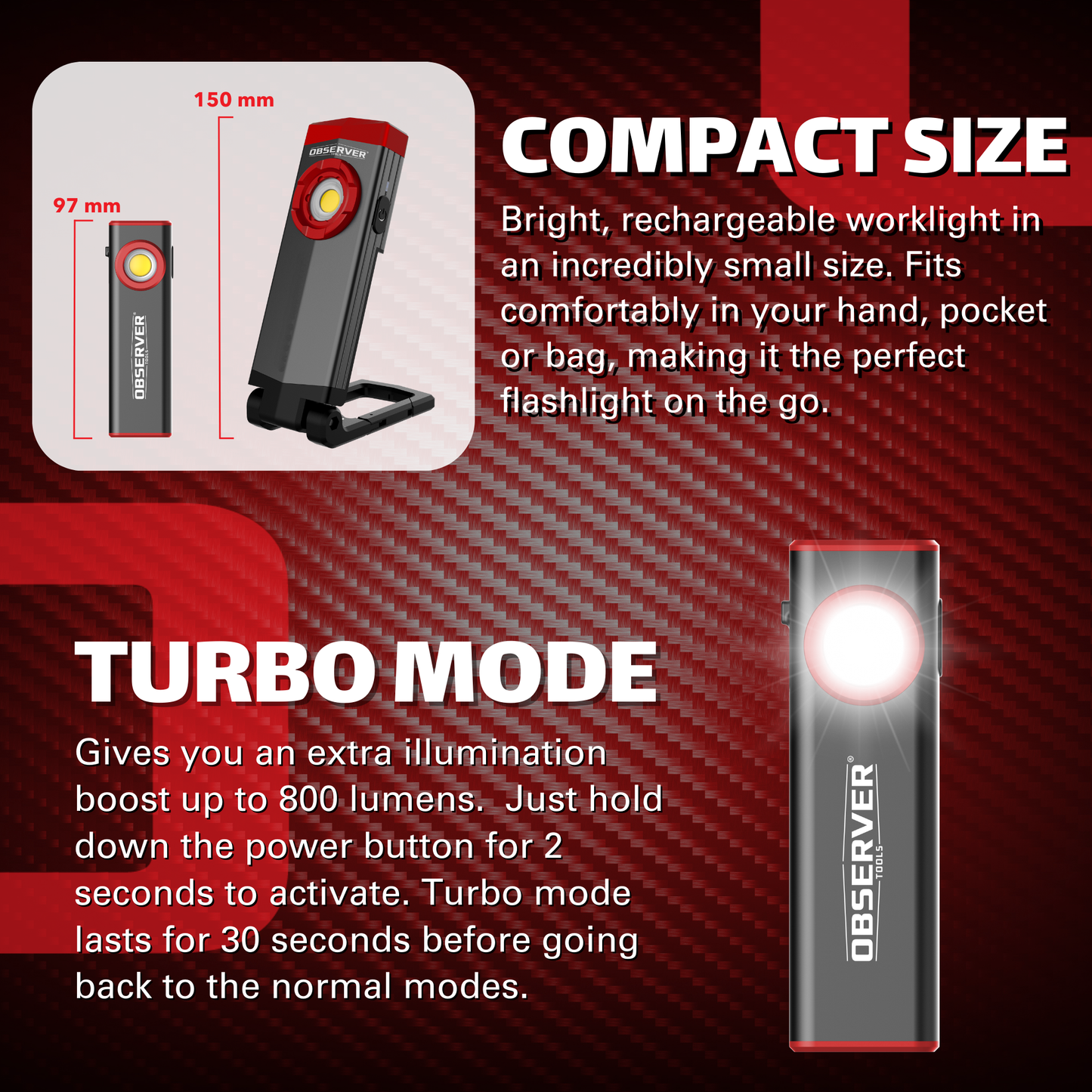 7 Mini LED-Mini-Washlight 2台セット未使用 800 Lumen LED Rechargeable Mini-Work Light with Dual Lamps