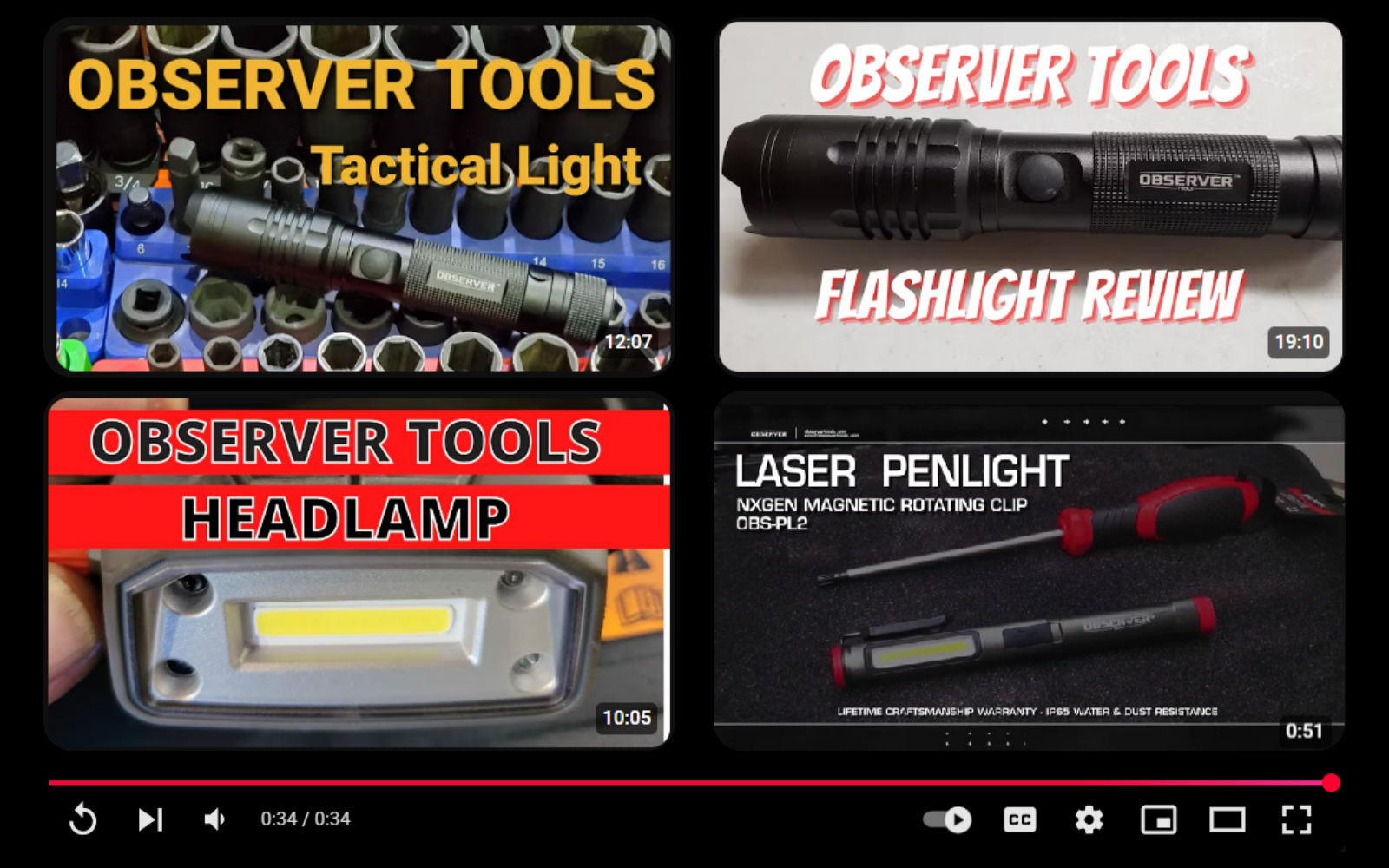 observer tools youtube flashlight videos
