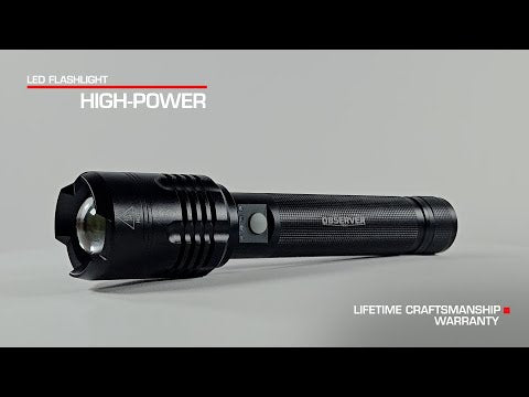 audiovox rechargeable flashlight 4000 Lumen High Power LED Rechargeable Flashlight with Phone Charger a – Observer Tools