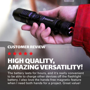 1000 Lumen Tactical LED Rechargeable Flashlight with Power Bank & Dual Power - Observer Tools