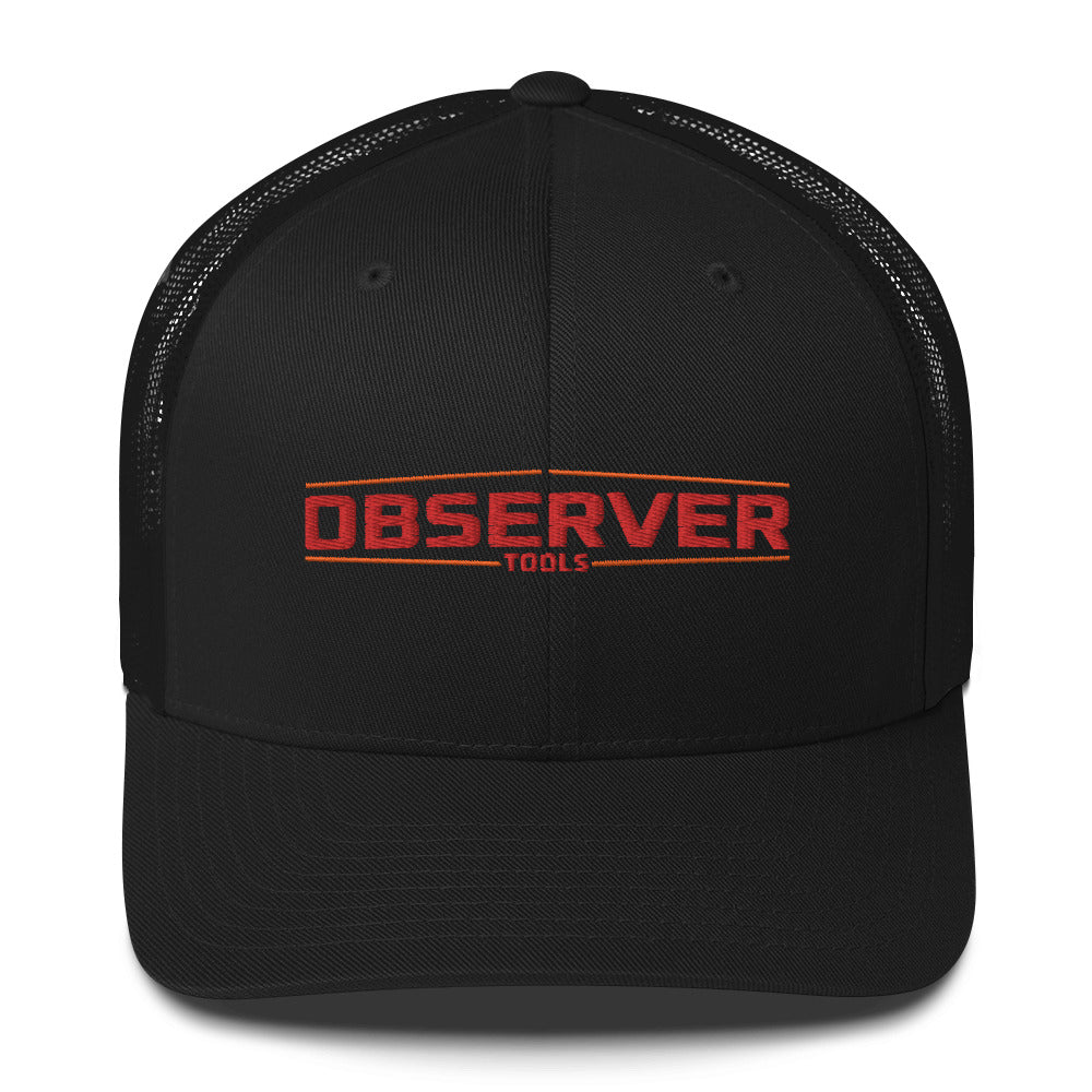 Trucker Cap - Orange Embroidered Logo - Observer Tools