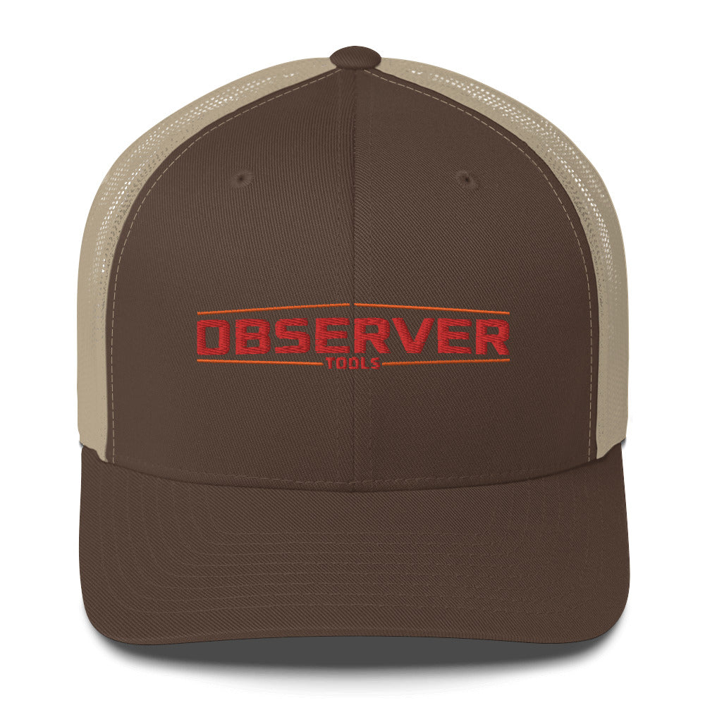 Trucker Cap - Orange Embroidered Logo - Observer Tools