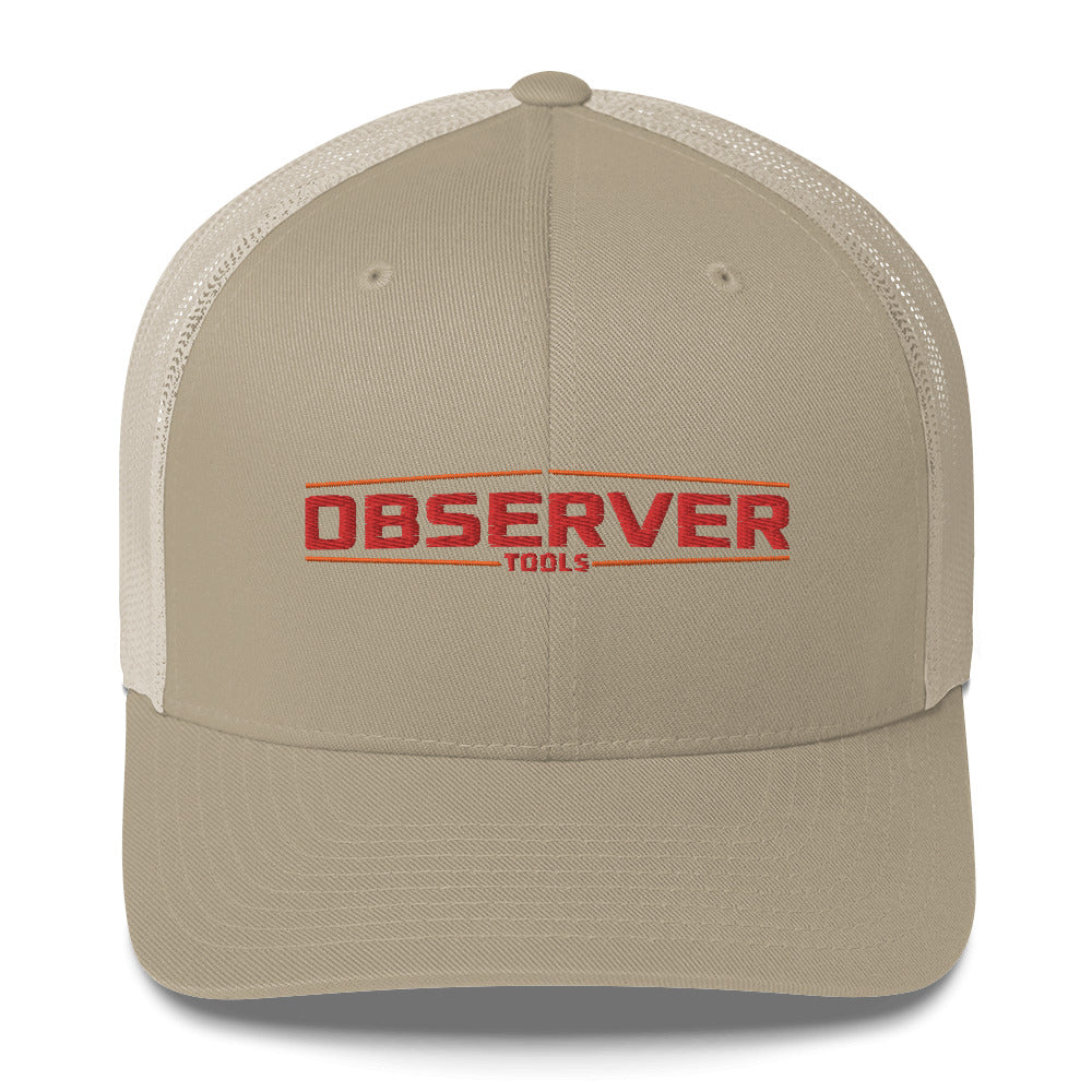 Trucker Cap - Orange Embroidered Logo - Observer Tools