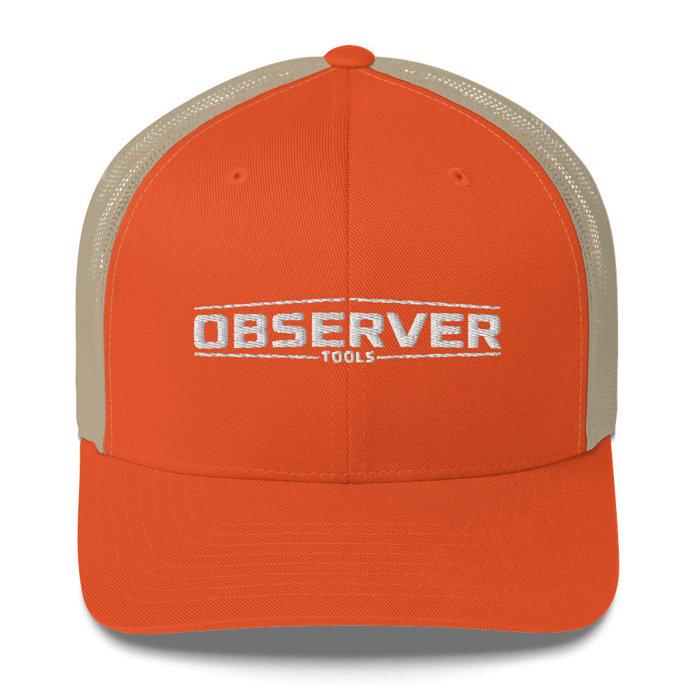 Trucker Cap - White Embroidered Logo - Observer Tools