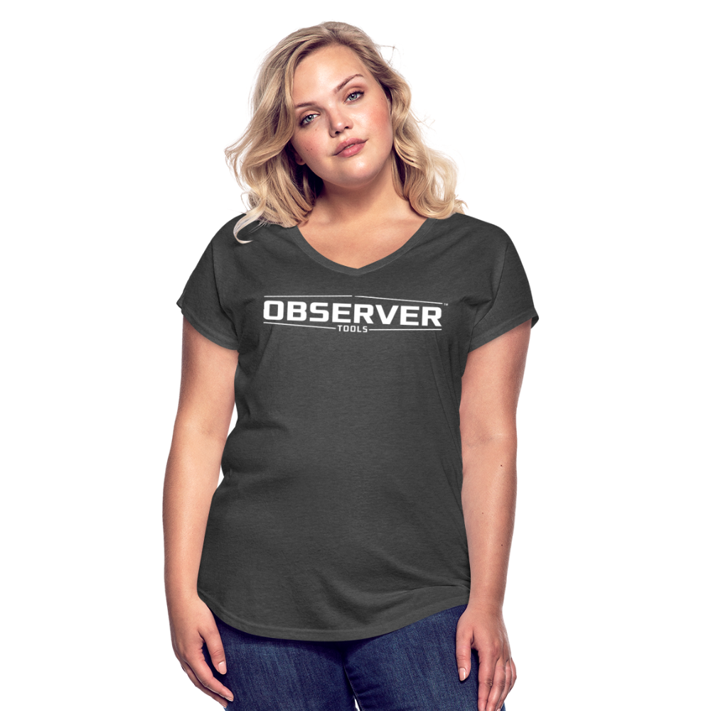 Women's Slim-Fit V-Neck T-Shirt - White Logo - Observer Tools