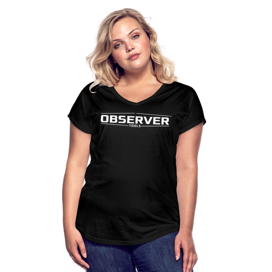 Women's Slim-Fit V-Neck T-Shirt - White Logo - Observer Tools
