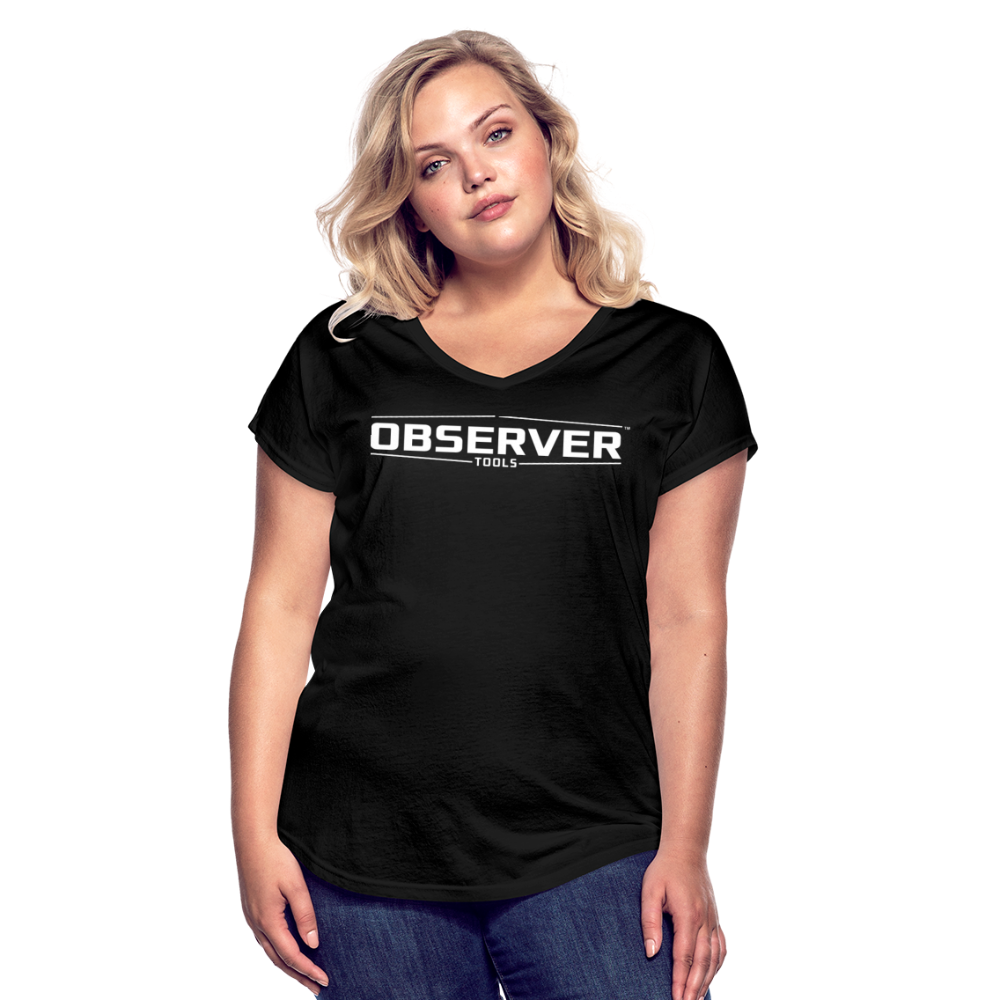 Women's Slim-Fit V-Neck T-Shirt - White Logo - Observer Tools