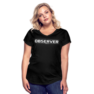 Women's Slim-Fit V-Neck T-Shirt - White Logo - Observer Tools