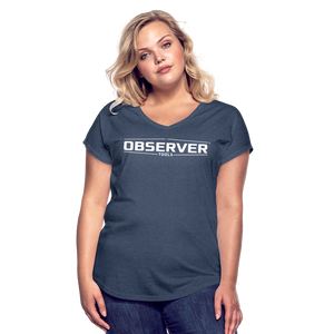 Women's Slim-Fit V-Neck T-Shirt - White Logo - Observer Tools