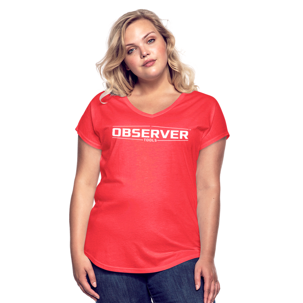 Women's Slim-Fit V-Neck T-Shirt - White Logo - Observer Tools