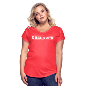 Women's Slim-Fit V-Neck T-Shirt - White Logo - Observer Tools