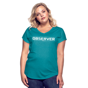 Women's Slim-Fit V-Neck T-Shirt - White Logo - Observer Tools