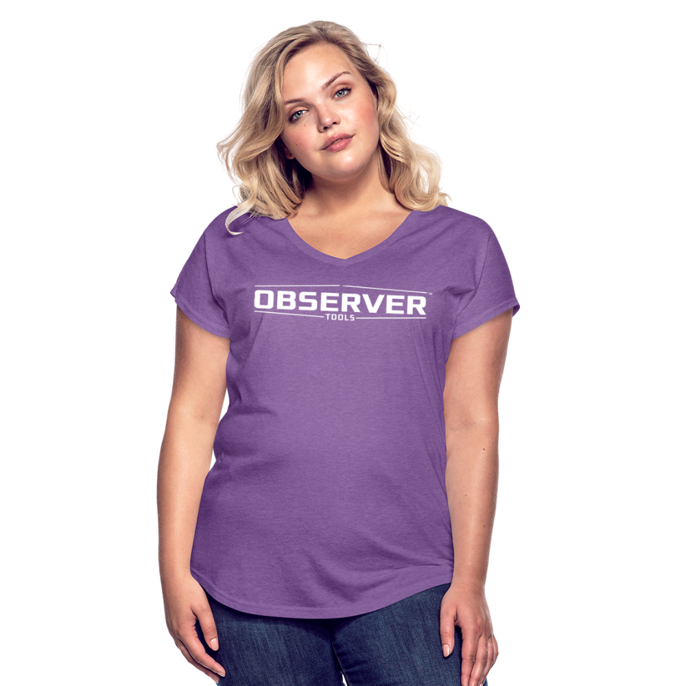 Women's Slim-Fit V-Neck T-Shirt - White Logo - Observer Tools