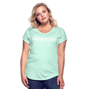 Women's Slim-Fit V-Neck T-Shirt - White Logo - Observer Tools