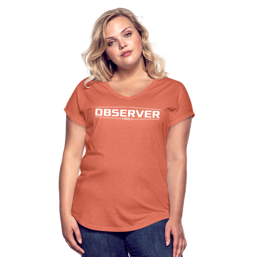 Women's Slim-Fit V-Neck T-Shirt - White Logo - Observer Tools