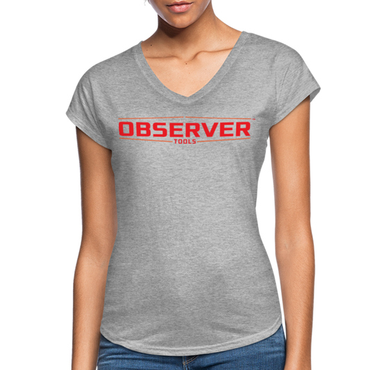Women's Slim-Fit V-Neck T-Shirt - Orange Logo - heather gray