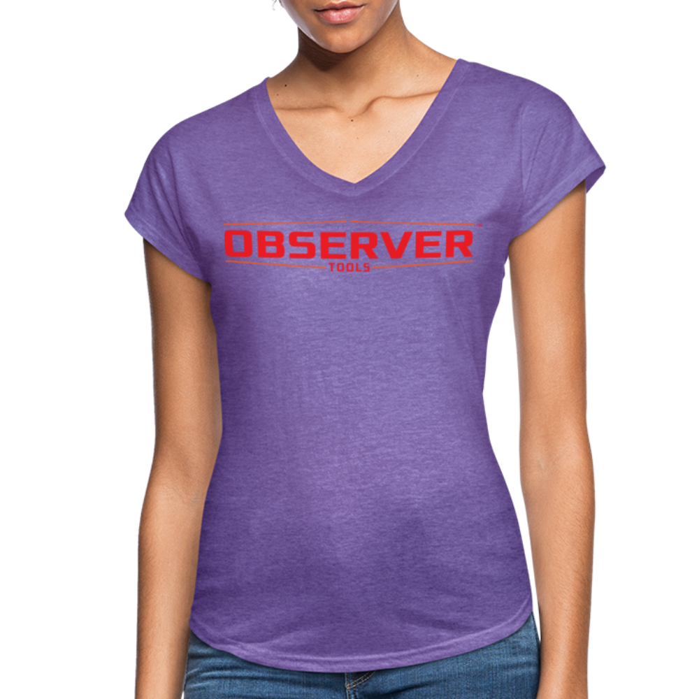 Women's Slim-Fit V-Neck T-Shirt - Orange Logo - purple heather