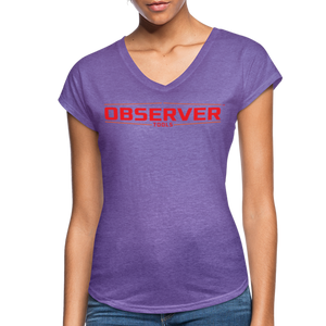 Women's Slim-Fit V-Neck T-Shirt - Orange Logo - purple heather