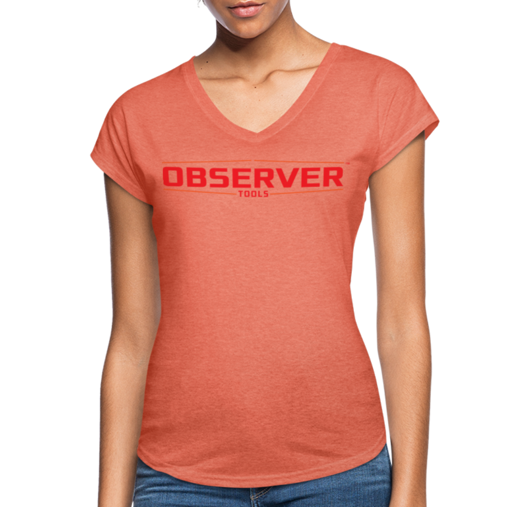 Women's Slim-Fit V-Neck T-Shirt - Orange Logo - heather bronze