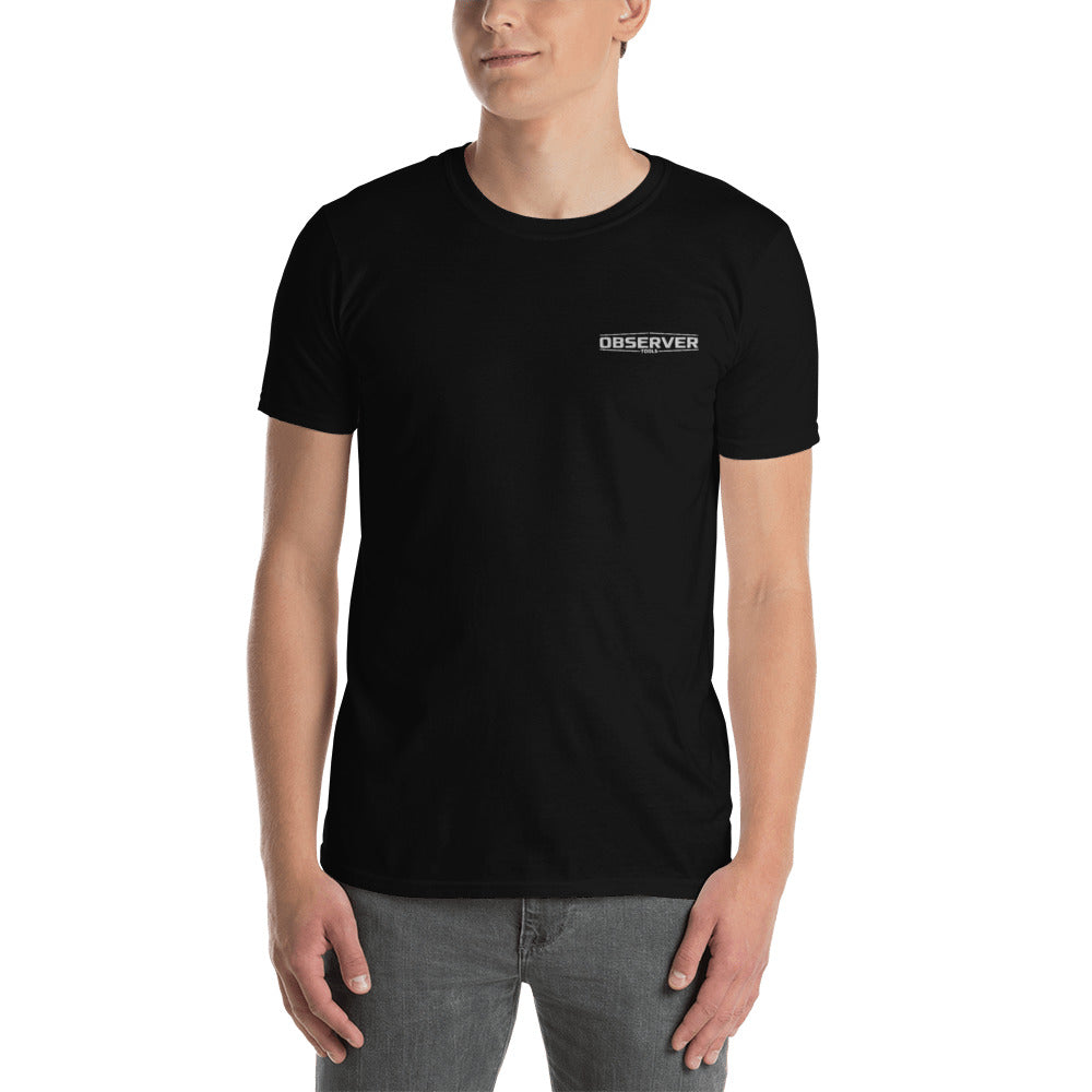Men's T-Shirt - White Embroidered Logo - Observer Tools