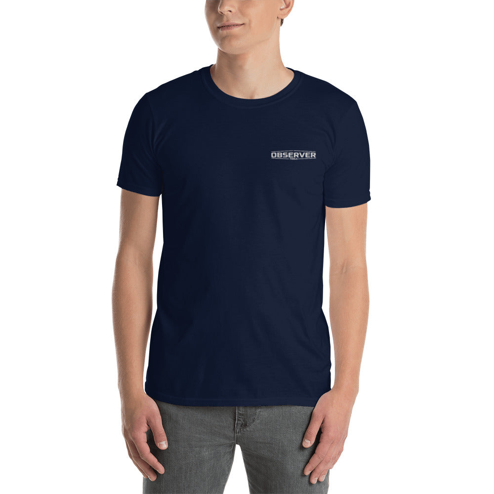 Men's T-Shirt - White Embroidered Logo - Observer Tools