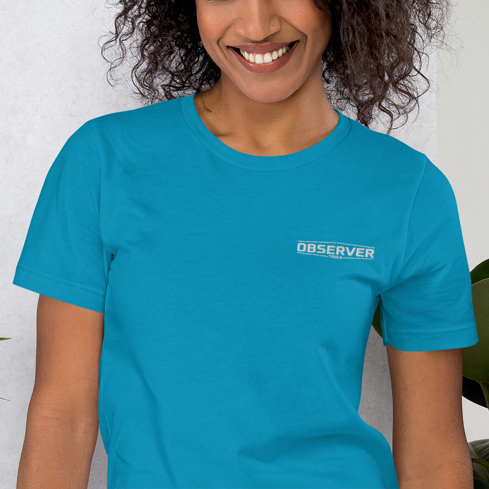 Women's Classic-Fit T-Shirt - White Embroidered Logo - Observer Tools