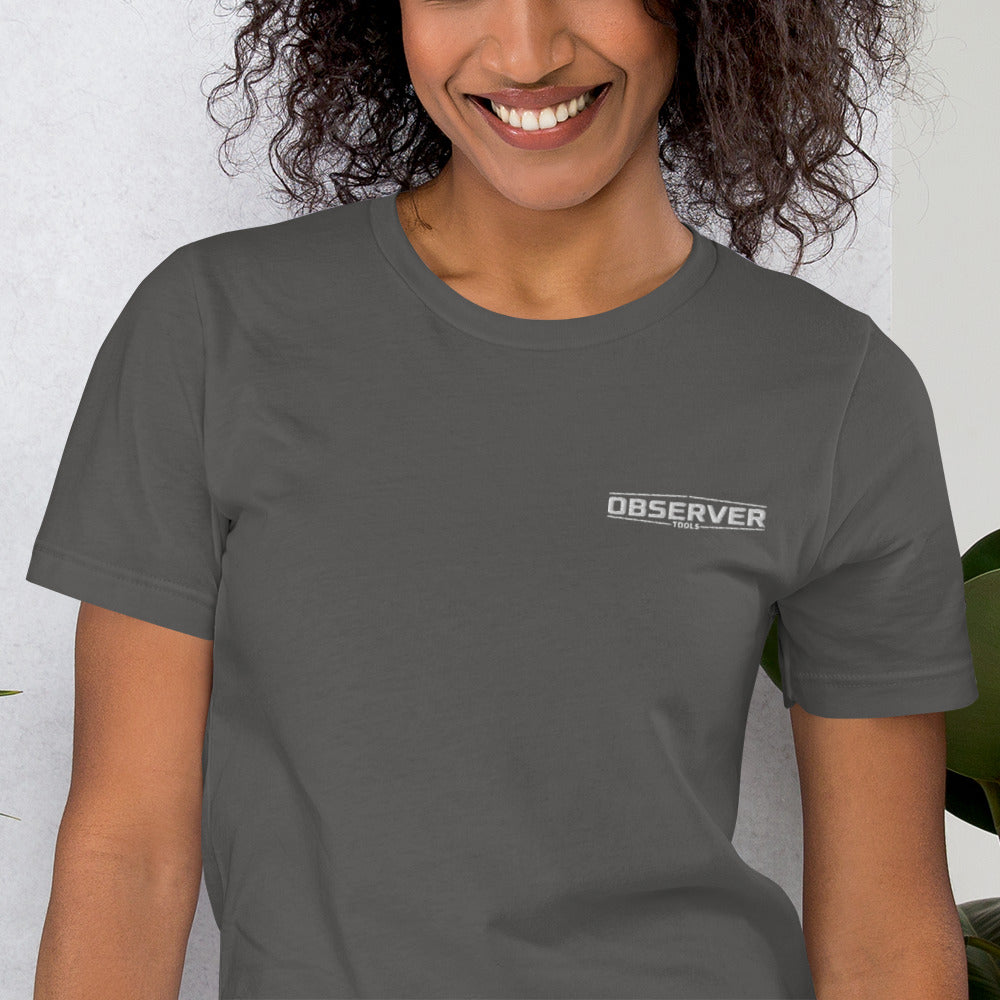 Women's Classic-Fit T-Shirt - White Embroidered Logo - Observer Tools