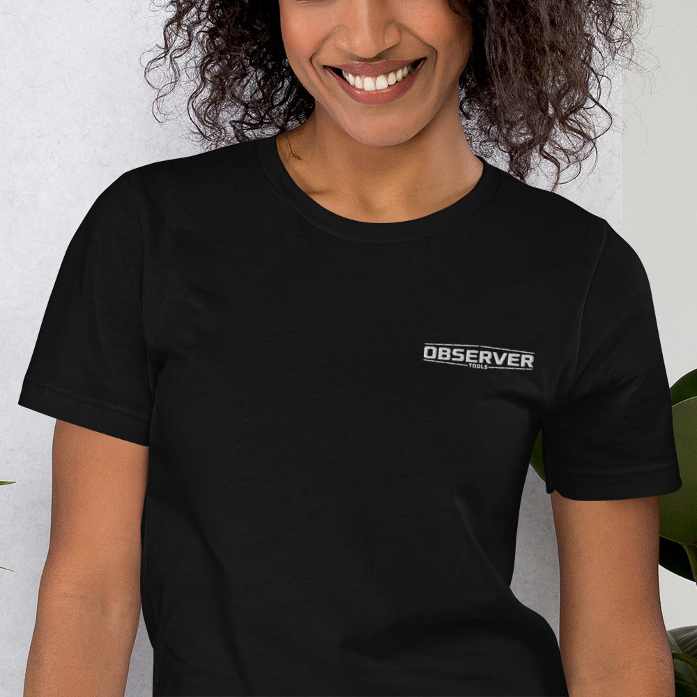 Women's Classic-Fit T-Shirt - White Embroidered Logo - Observer Tools