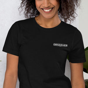 Women's Classic-Fit T-Shirt - White Embroidered Logo - Observer Tools