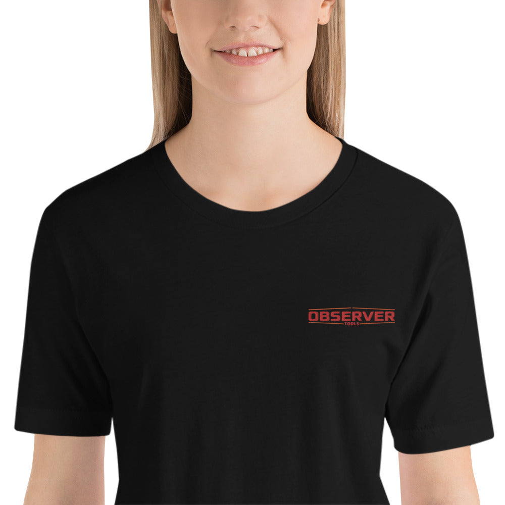 Women's Classic-Fit T-Shirt - Orange Embroidered Logo - Observer Tools