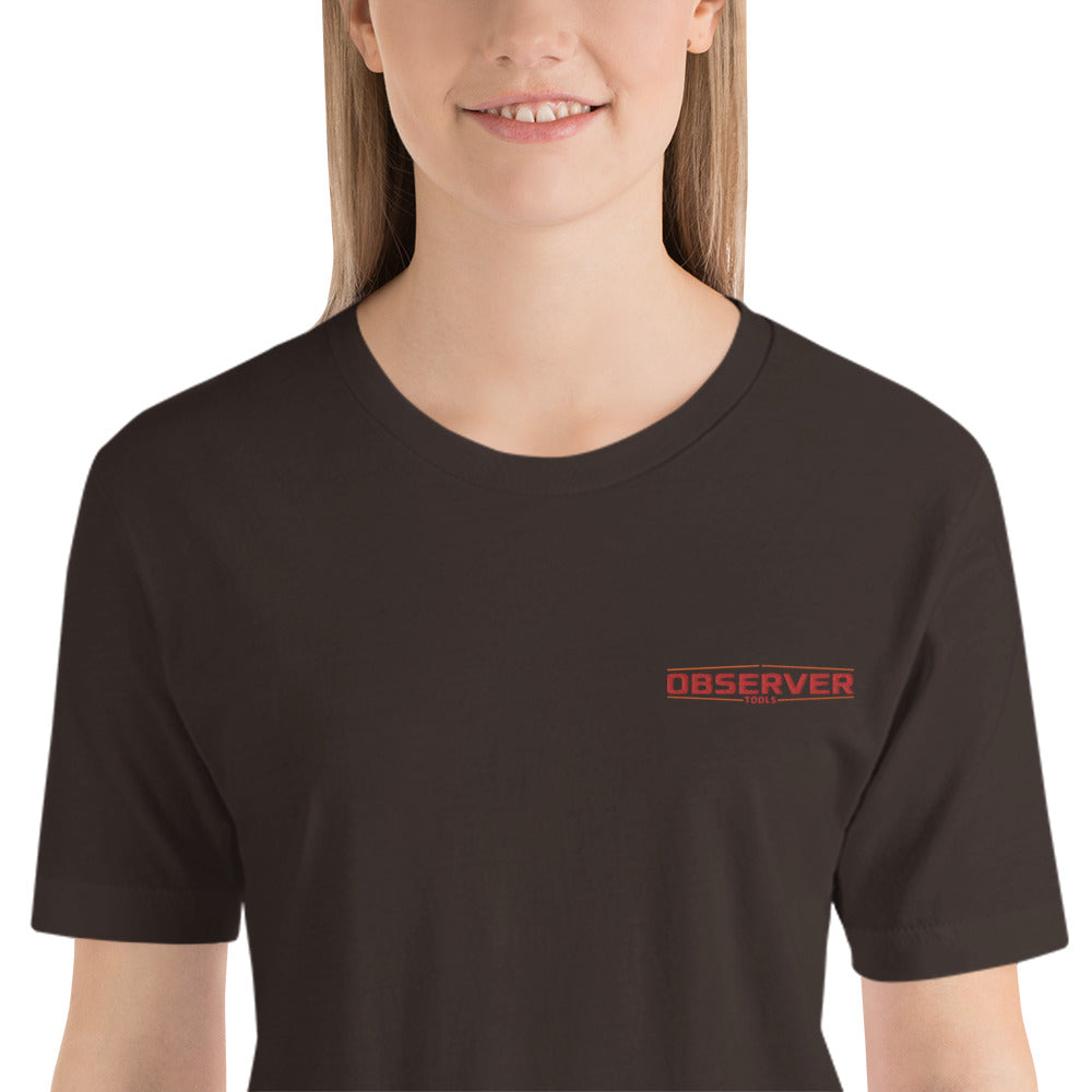 Women's Classic-Fit T-Shirt - Orange Embroidered Logo - Observer Tools