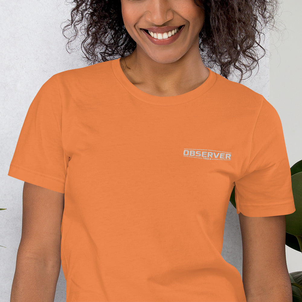 Women's Classic-Fit T-Shirt - White Embroidered Logo - Observer Tools