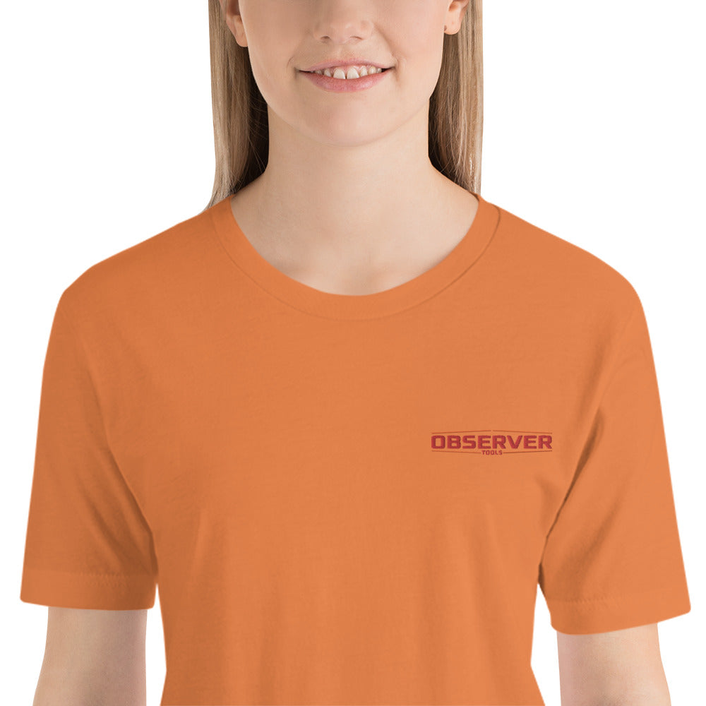 Women's Classic-Fit T-Shirt - Orange Embroidered Logo - Observer Tools