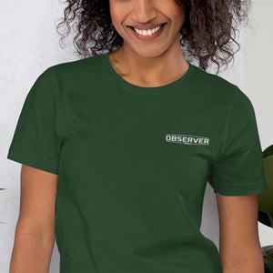 Women's Classic-Fit T-Shirt - White Embroidered Logo - Observer Tools