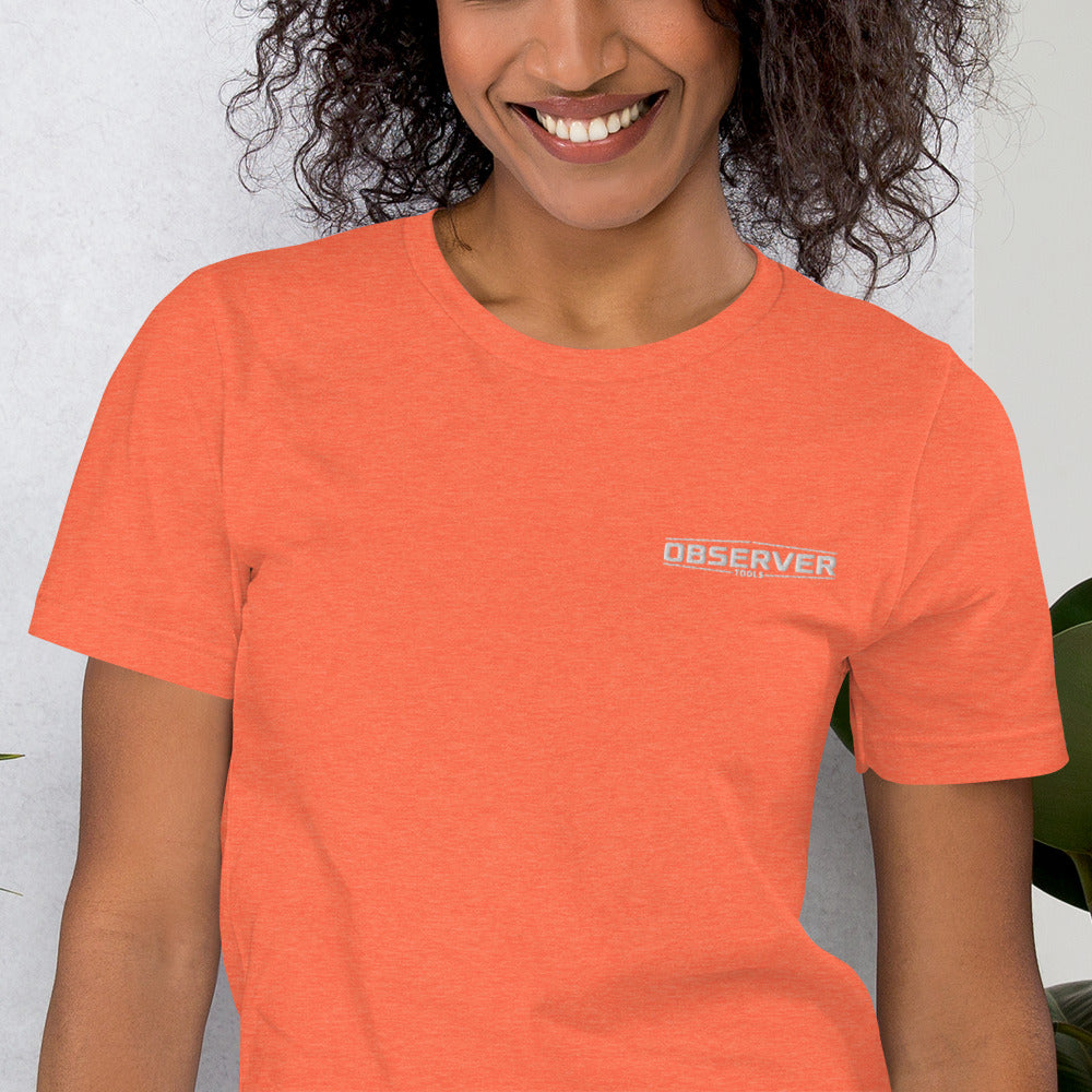 Women's Classic-Fit T-Shirt - White Embroidered Logo - Observer Tools