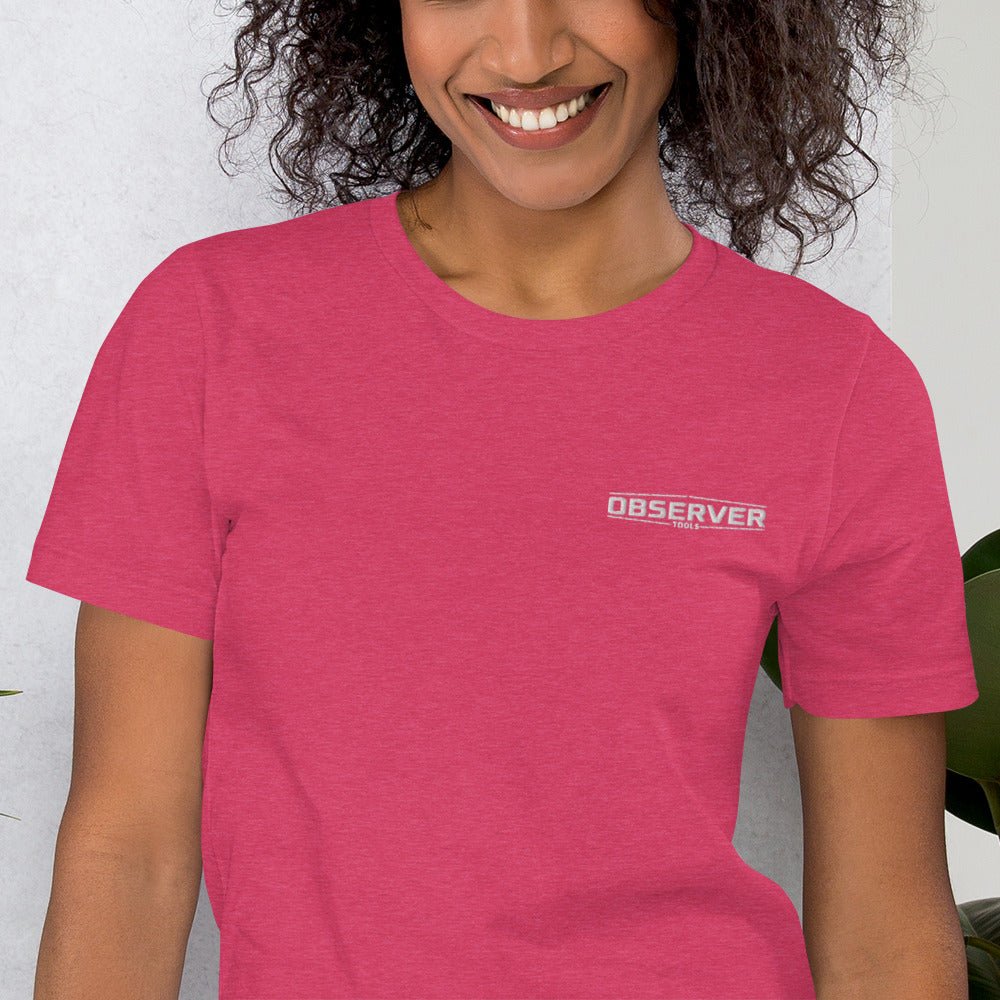 Women's Classic-Fit T-Shirt - White Embroidered Logo - Observer Tools