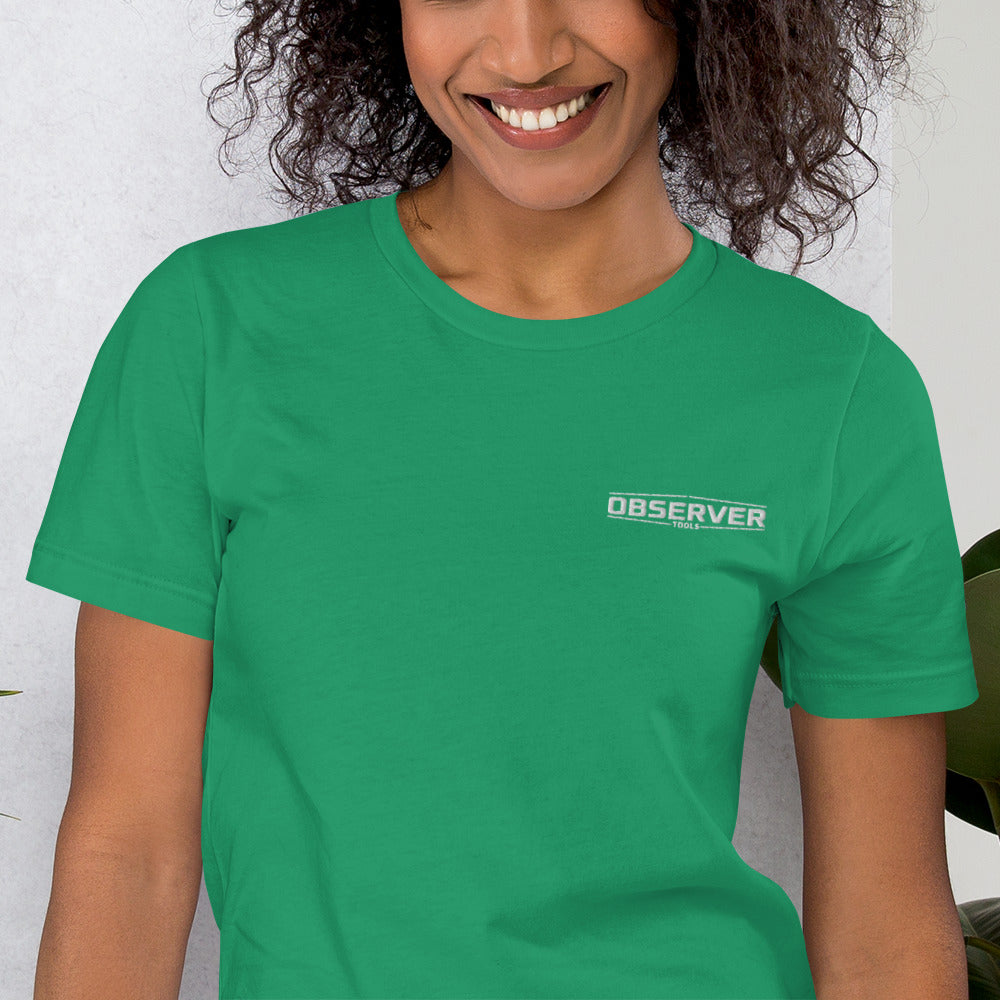 Women's Classic-Fit T-Shirt - White Embroidered Logo - Observer Tools