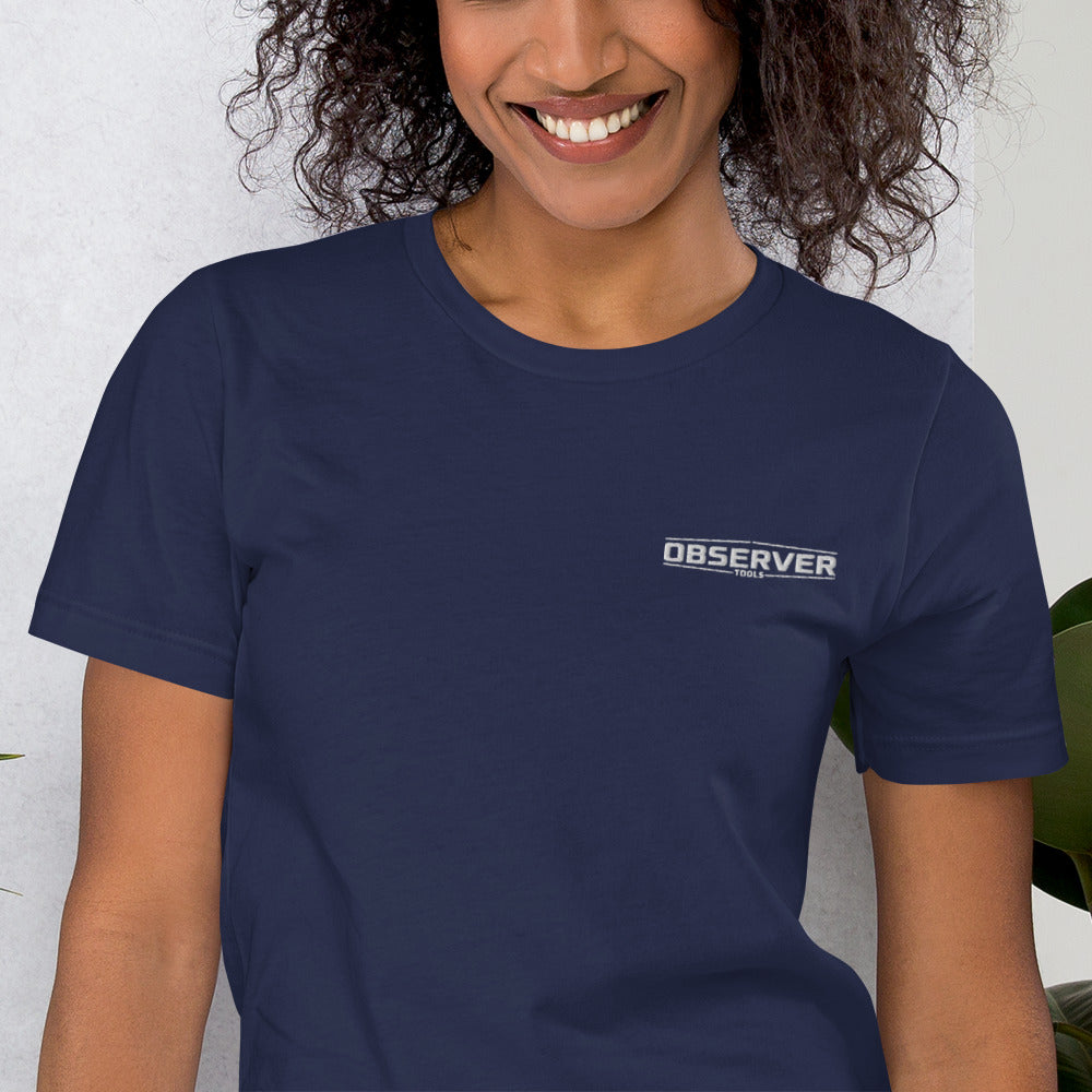 Women's Classic-Fit T-Shirt - White Embroidered Logo - Observer Tools