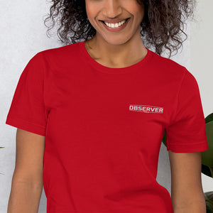 Women's Classic-Fit T-Shirt - White Embroidered Logo - Observer Tools
