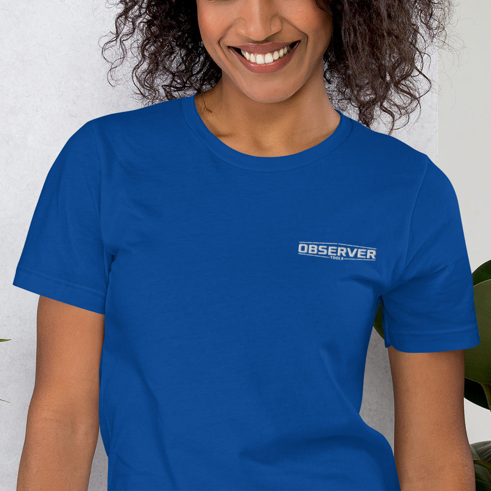 Women's Classic-Fit T-Shirt - White Embroidered Logo - Observer Tools